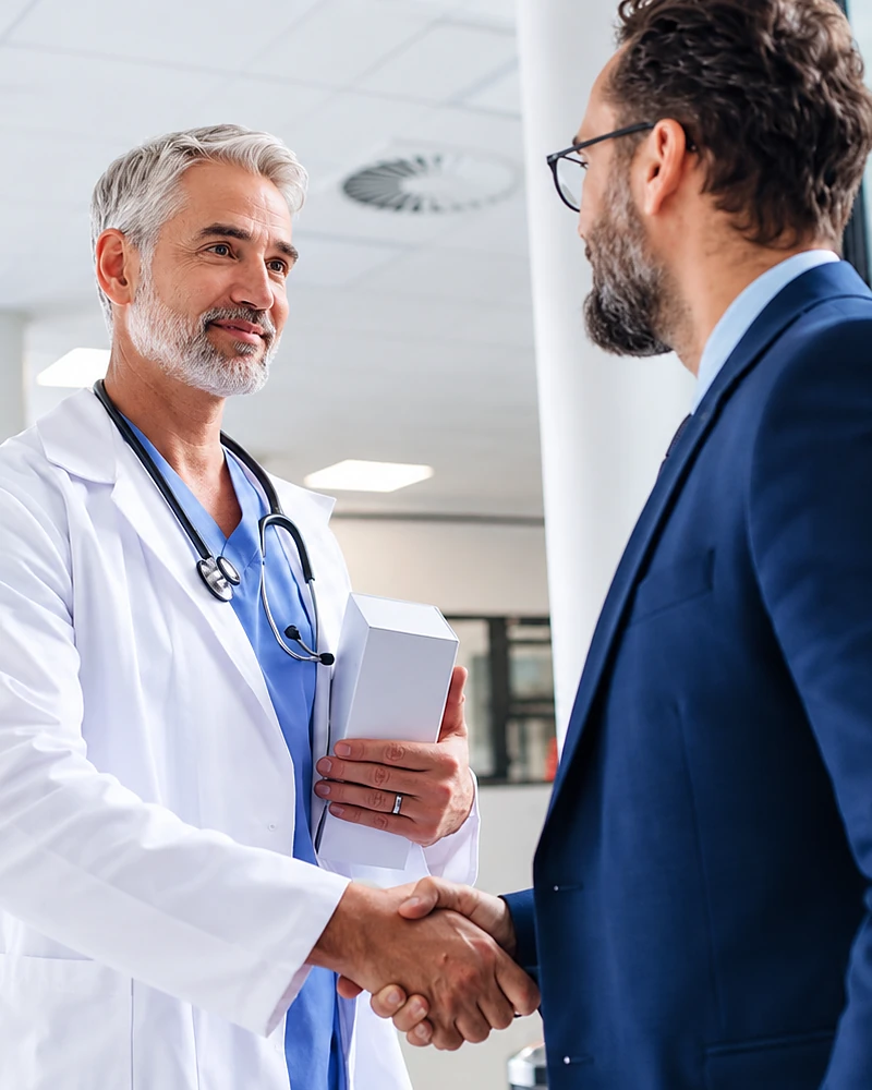 Doctor reviewing health data on a tablet with a patient